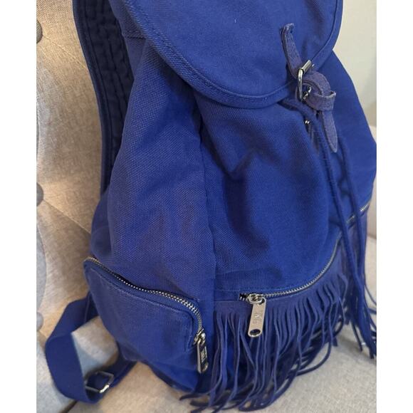 Victorias Secret PINK School Backpack Blue Denim Fringe - Picture 6 of 15